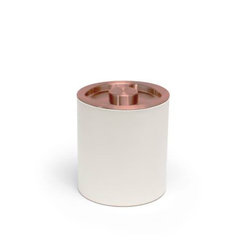 London Ice Bucket 2 Quart Round, White with Rose Gold Lid